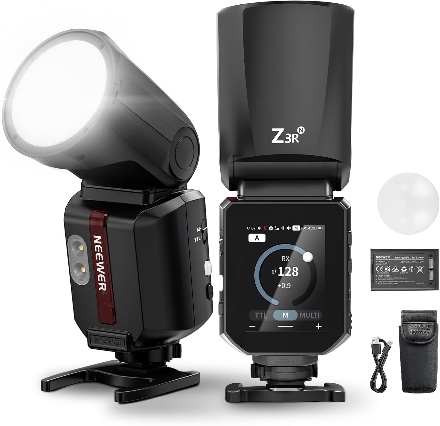 Flash NEEWER Z3R-N a tete ronde TTL pour Nikon avec ecran tactile