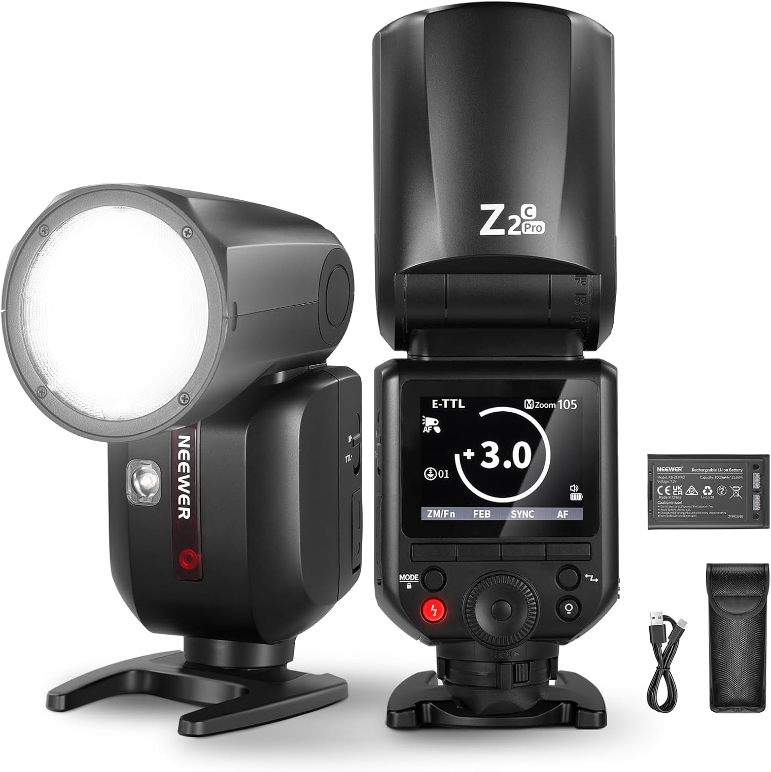 Flash cobra à tête ronde NEEWER Z2 Pro pour Canon, tête orientable sur griffe