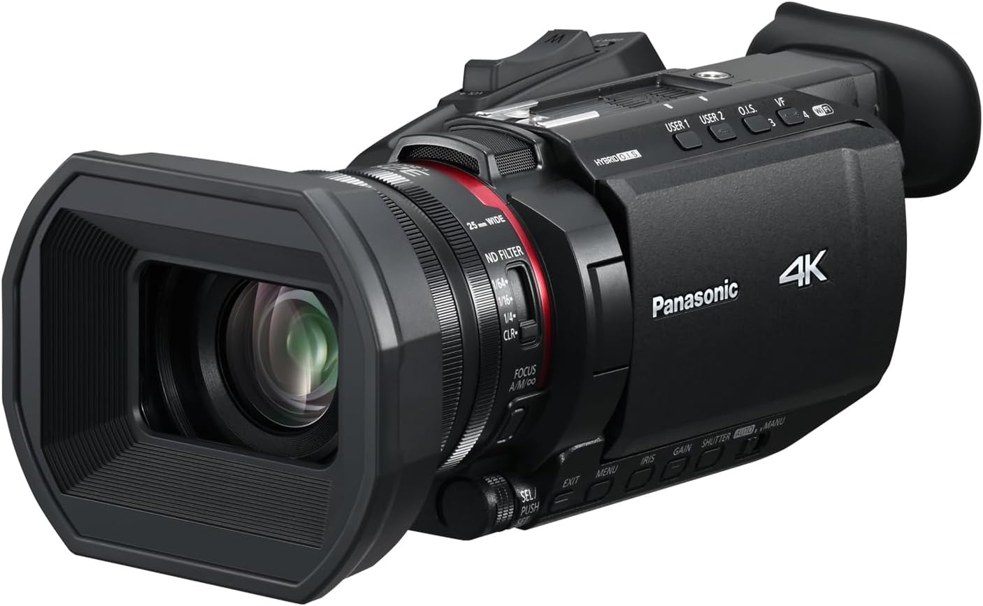 Caméscope semi-professionnel Panasonic HC-X1600 4K avec zoom optique 24x et écran tactile orientable