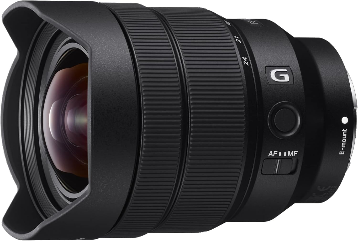 Zoom Sony FE 12-24 mm f/4 G en monture E plein format, lentille frontale bombée et pare-soleil pétale intégré