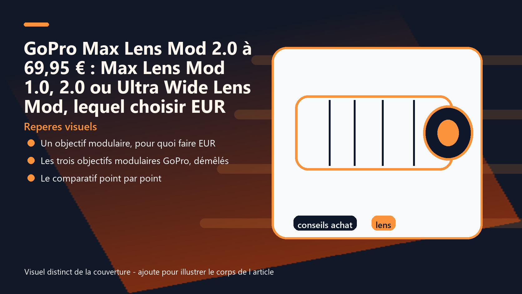 Infographie de reperes visuels pour l article GoPro Max Lens Mod 2.0 à 69,95 € : Max Lens Mod 1.0, 2.0 ou Ultra Wide Lens Mod, lequel choisir EUR