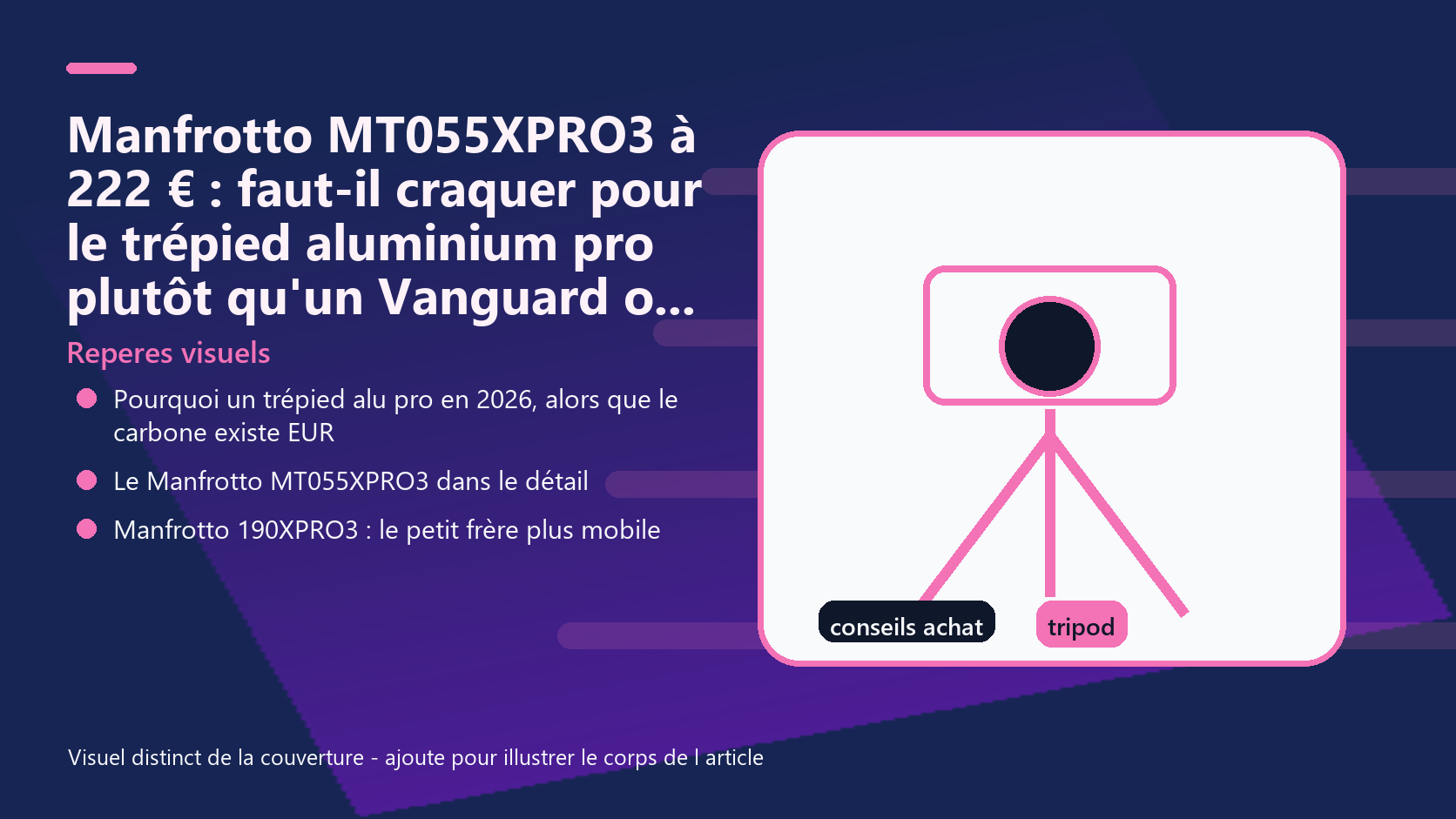 Infographie de reperes visuels pour l article Manfrotto MT055XPRO3 à 222 € : faut-il craquer pour le trépied aluminium pro plutôt qu'un Vanguard ou un 190XPRO3 EUR