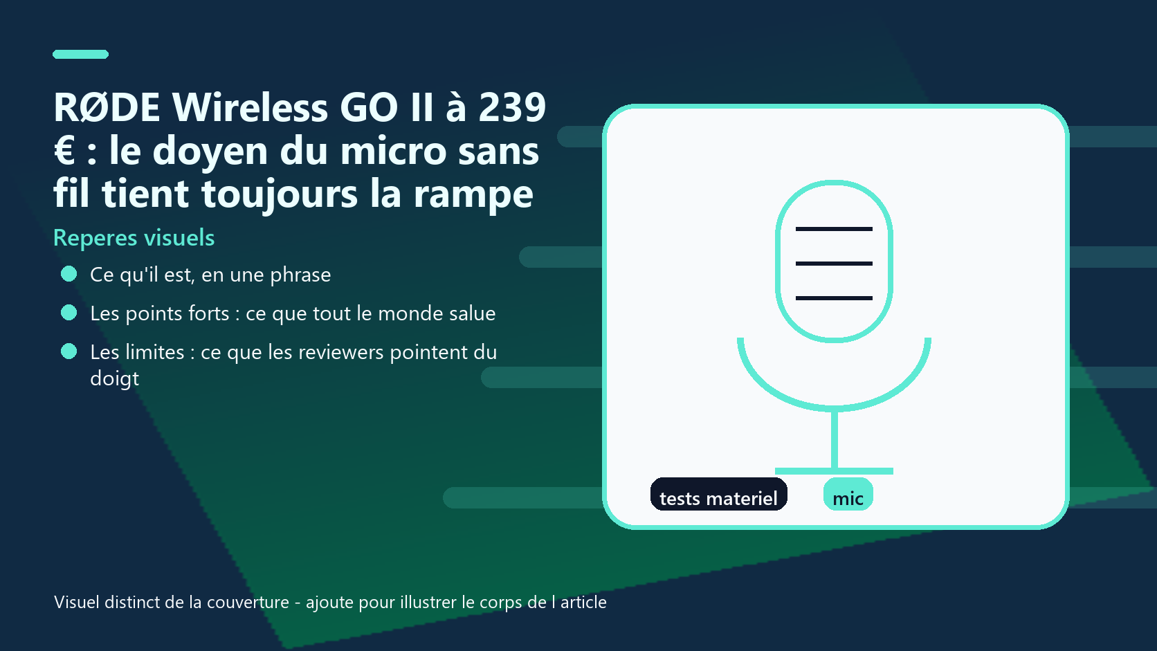 Infographie de reperes visuels pour l article RØDE Wireless GO II à 239 € : le doyen du micro sans fil tient toujours la rampe