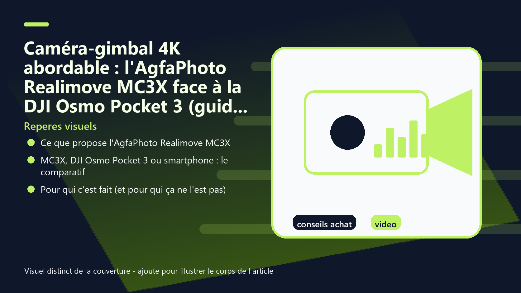 Infographie de reperes visuels pour l article Caméra-gimbal 4K abordable : l'AgfaPhoto Realimove MC3X face à la DJI Osmo Pocket 3 (guide 2026)