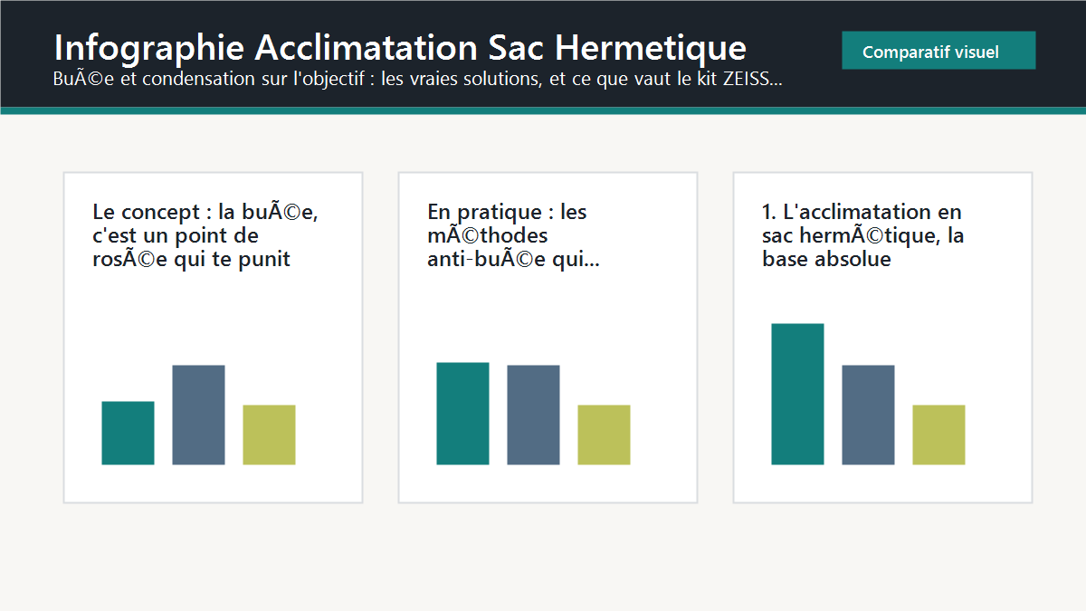 Schema editorial : infographie acclimatation sac hermetique