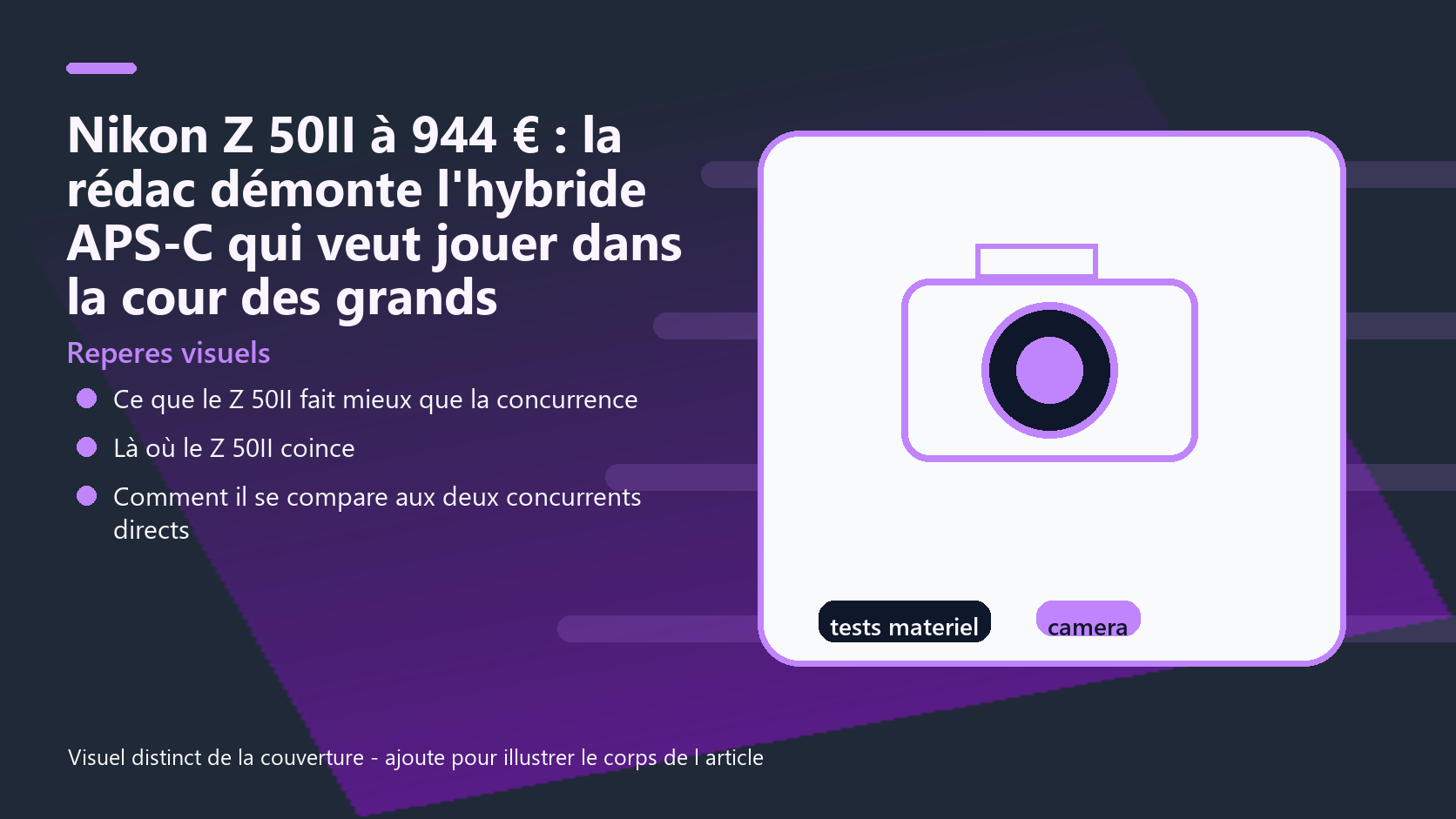 Infographie de reperes visuels pour l article Nikon Z 50II à 944 € : la rédac démonte l'hybride APS-C qui veut jouer dans la cour des grands