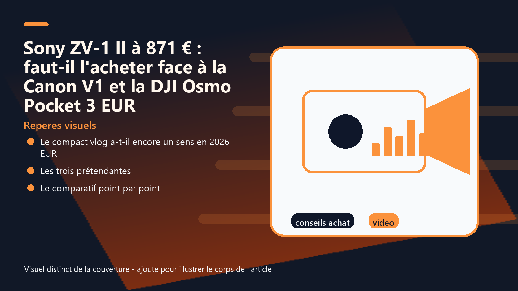 Infographie de reperes visuels pour l article Sony ZV-1 II à 871 € : faut-il l'acheter face à la Canon V1 et la DJI Osmo Pocket 3 EUR
